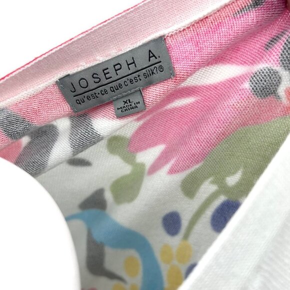 JOSEPH A COLORFUL FLORAL PRINT SHORT SLEEVE SWEATER - XL - Picture 4 of 4